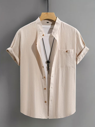 Men's Casual Cotton Button-front Shirt