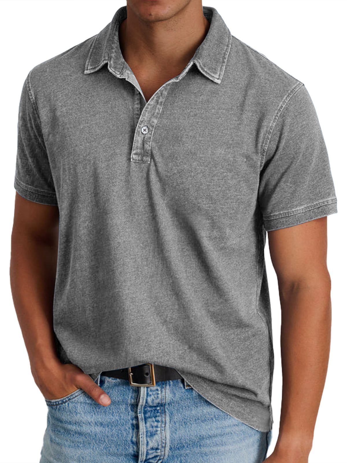 Men's Blue Denim Polo Shirt