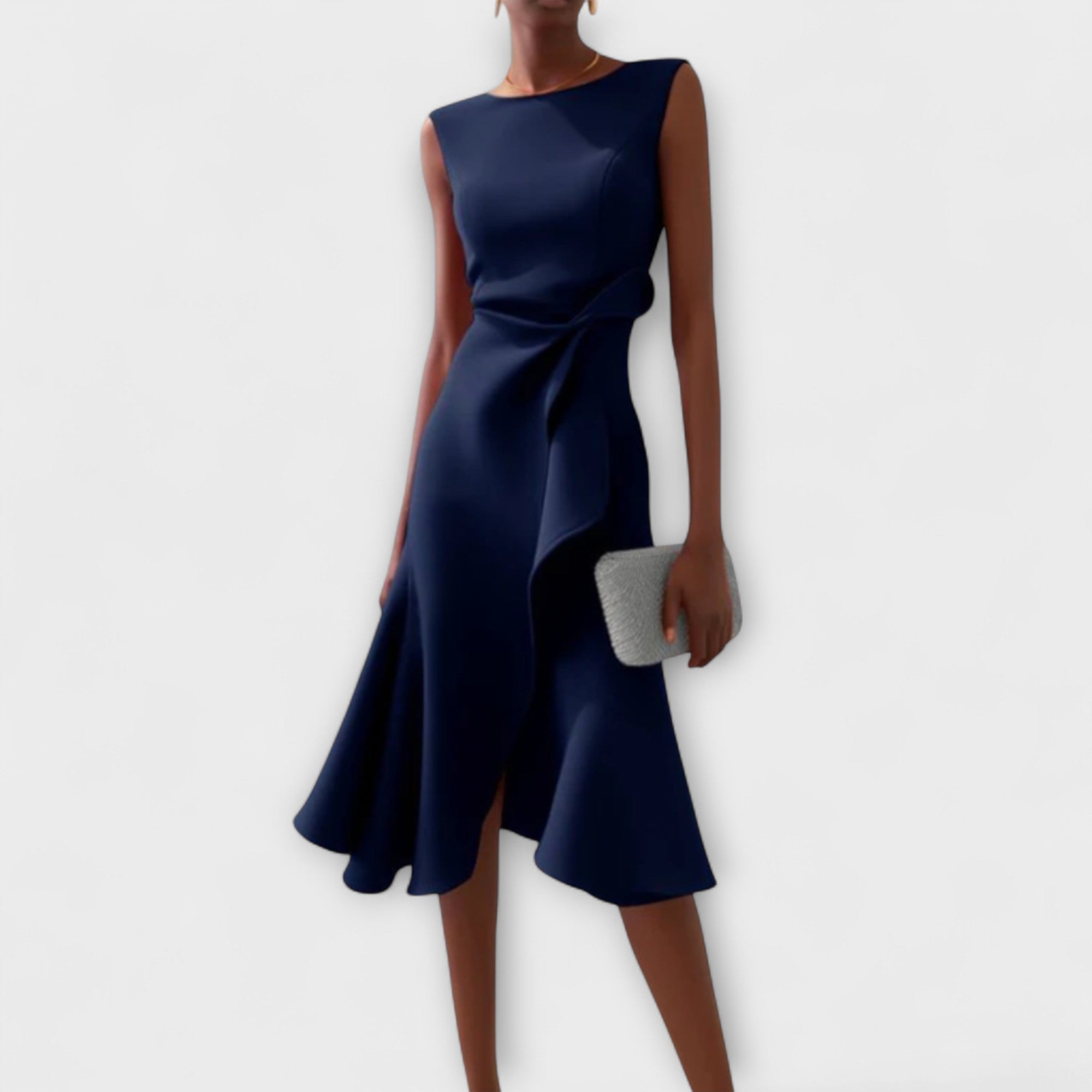 Women Green Asymmetric Sleeveless Midi Dress