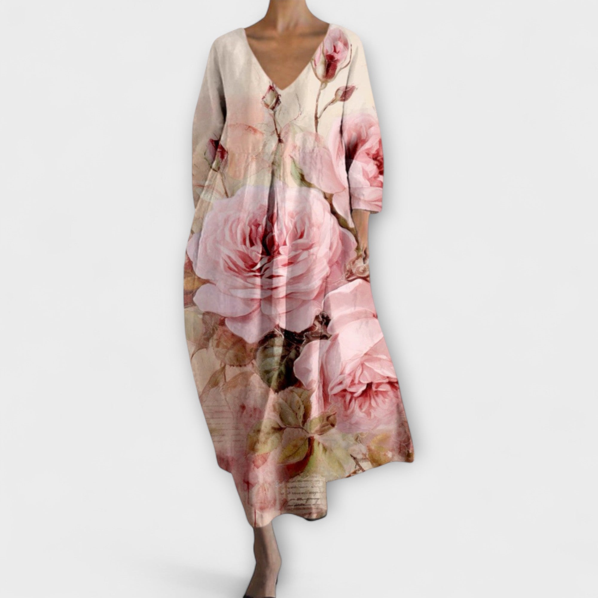 Colorful Dress With V-Neck