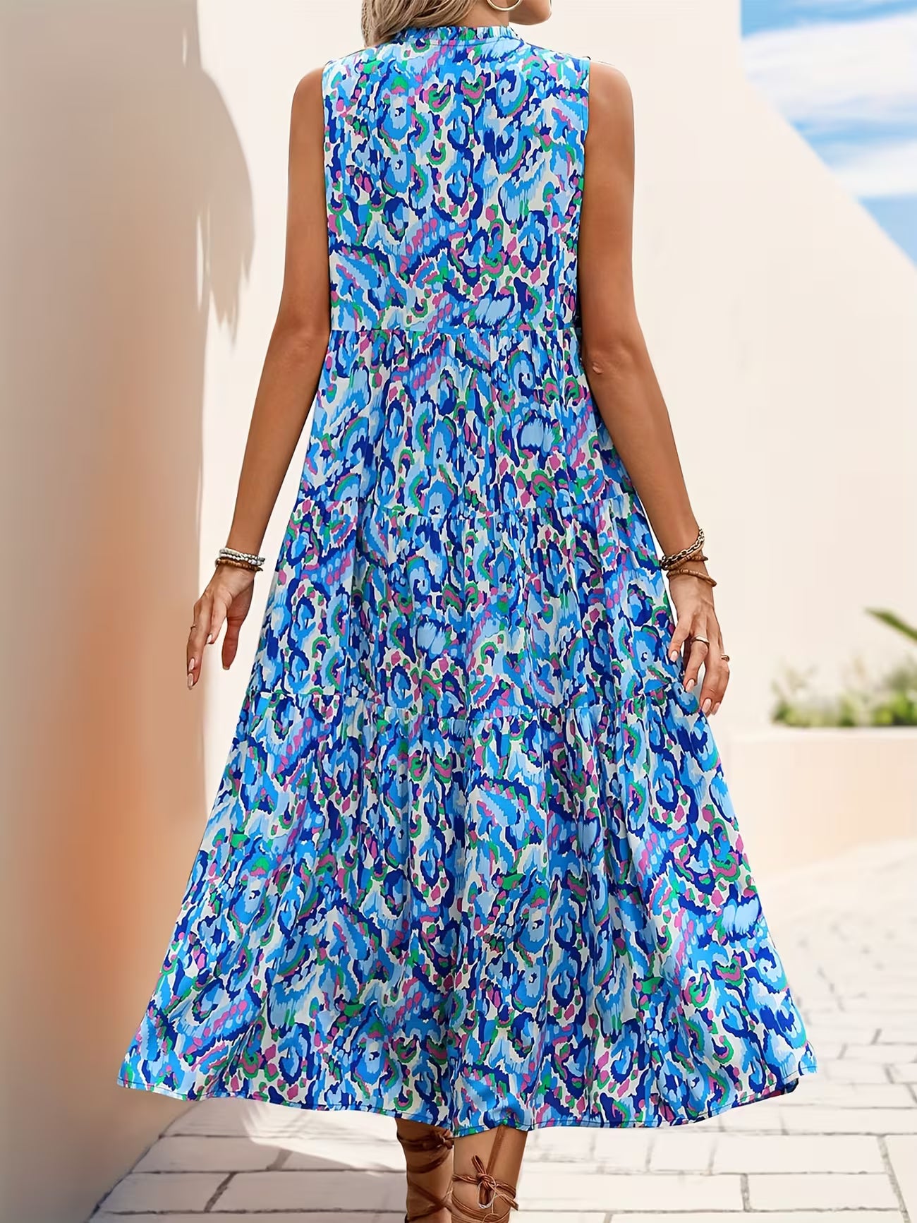 Women's Sleeveless Bohemian Fringe Tie Dress