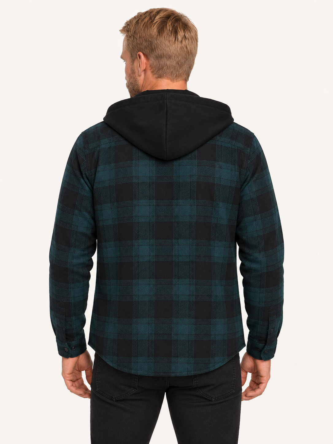 Men's Hooded Flannel Shirt Jacket – Check Overshirt, Flap Pockets
