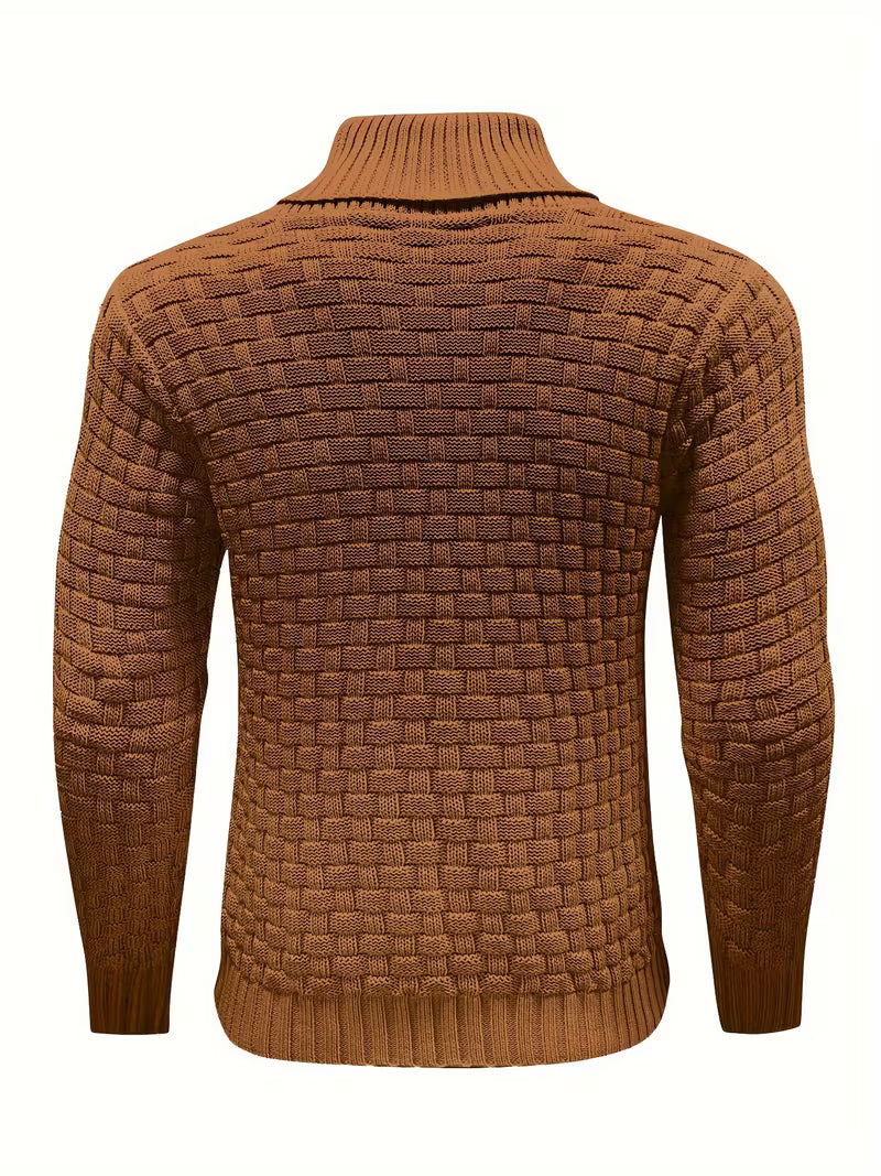 Men's Waffle Knit Button Front Casual Sweater Shirt