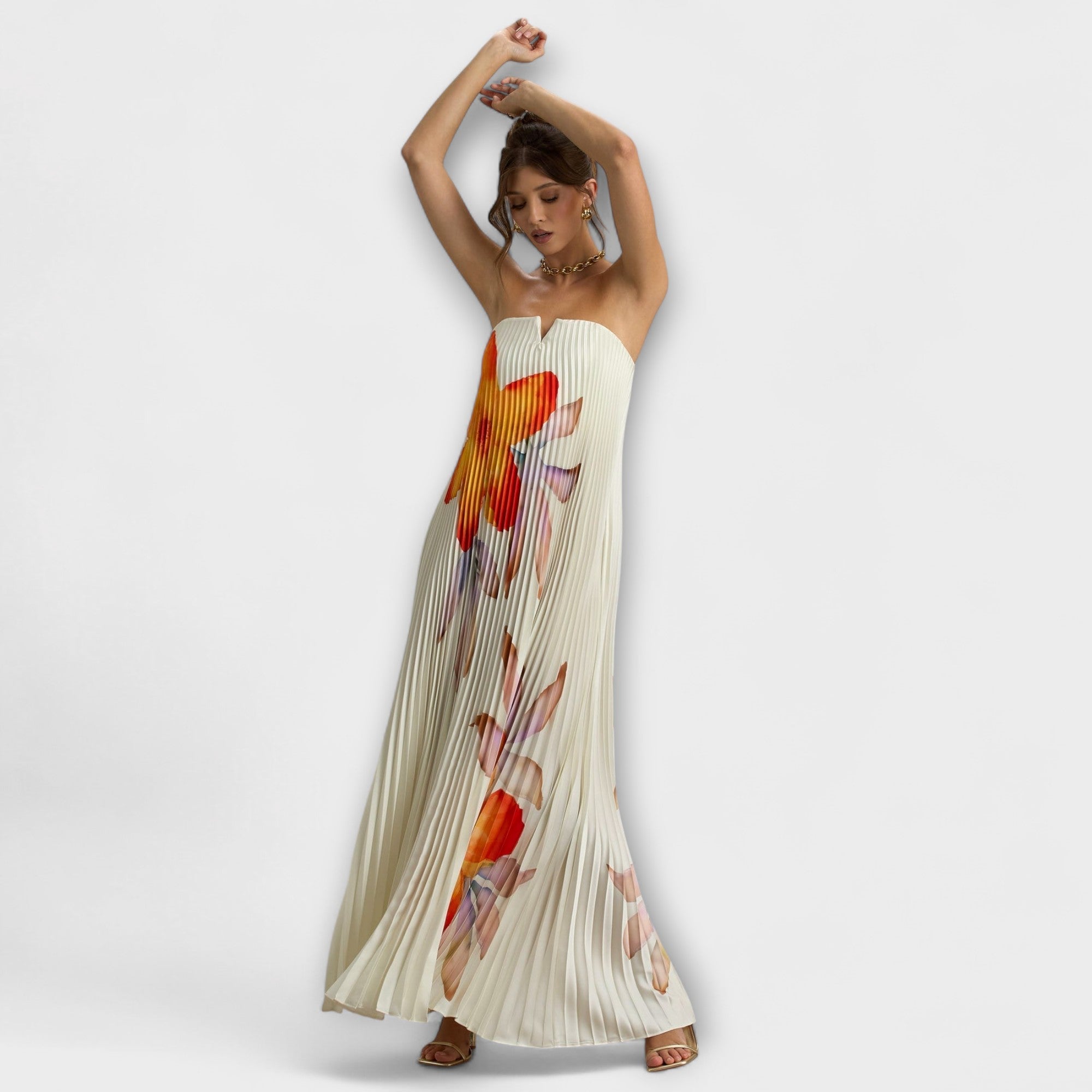 Sweetheart Maxi Dress In Orange Floral