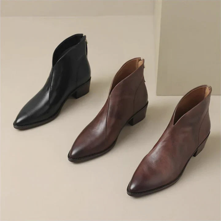 Women's Pointed Toe Ankle Boot Trainers – Vegan Leather, Low Heel
