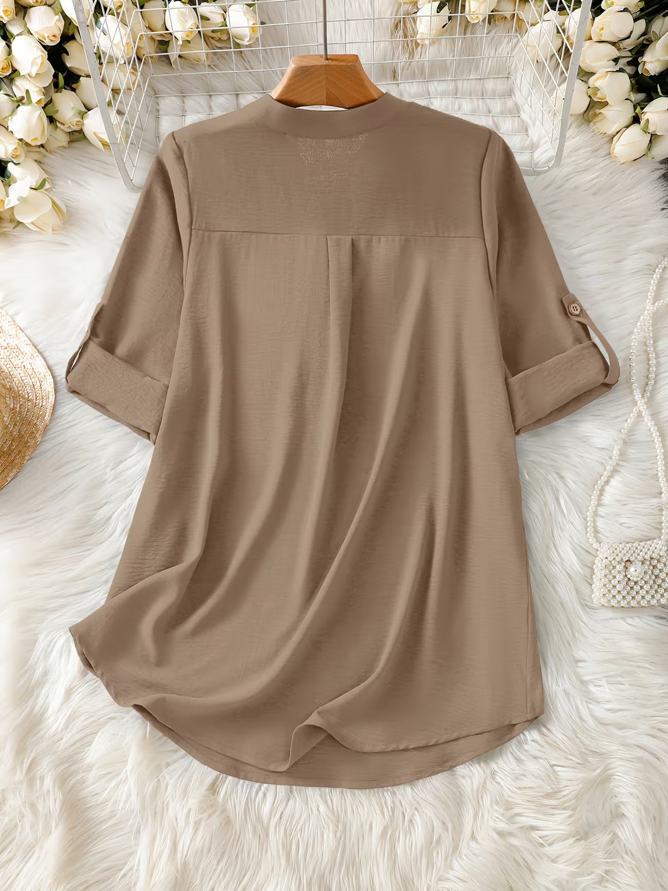 Women's Relaxed Short Sleeve Solid Color Shirt