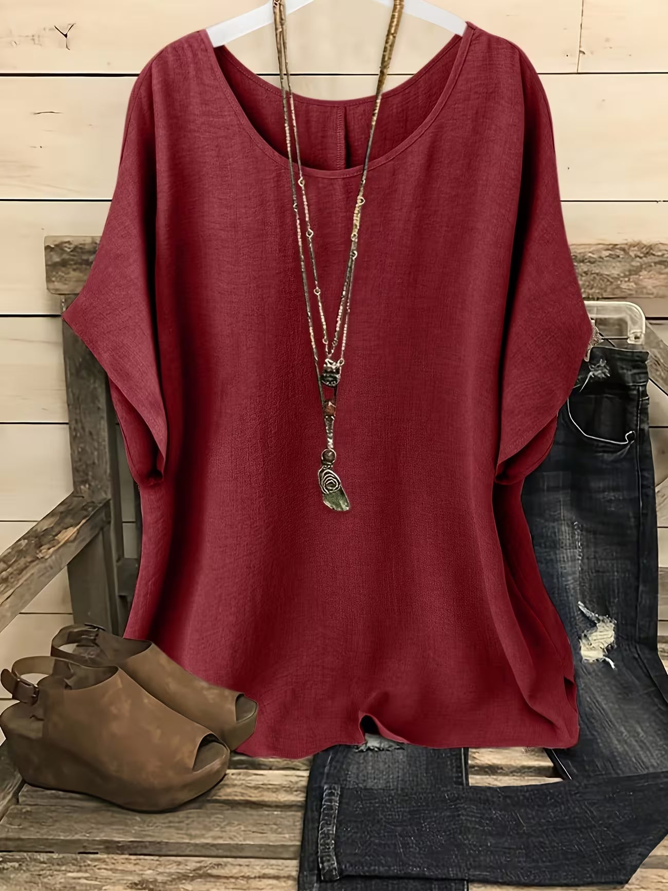 Women's Relaxed Fit Summer Short Sleeve Top Shirt