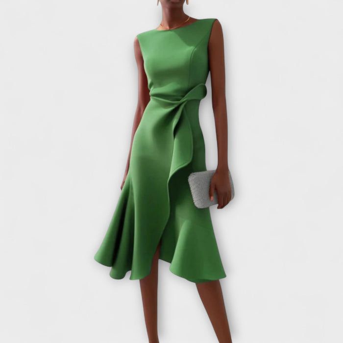 Women's Asymmetric Midi Dress – Sleeveless, Occasion Wear