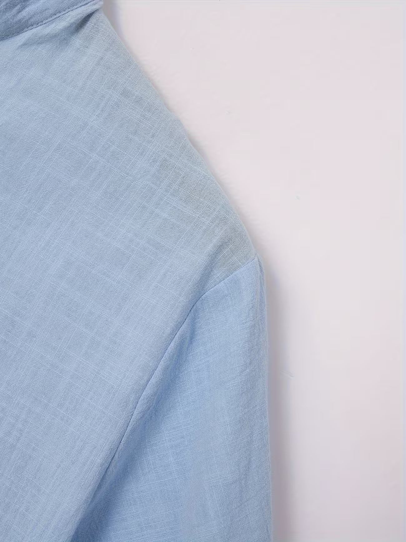 Mens Linen Stand Collar Short Sleeve Shirt