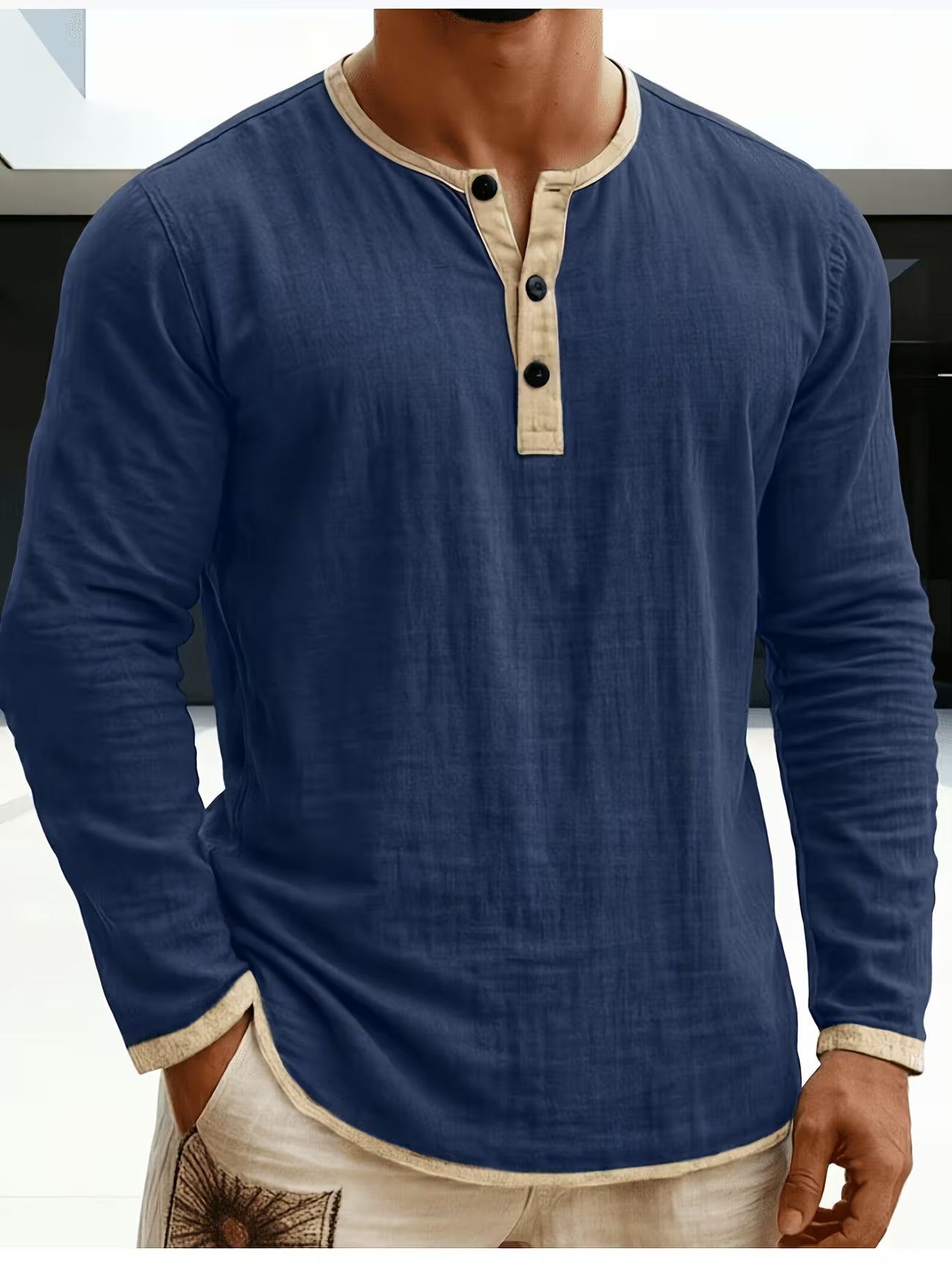 Men's Linen Button-up Beach Shirt