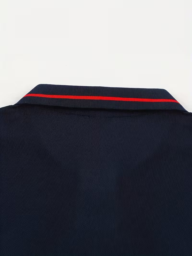 Men's Long Sleeve Rib-detail Stretch Golf Shirt