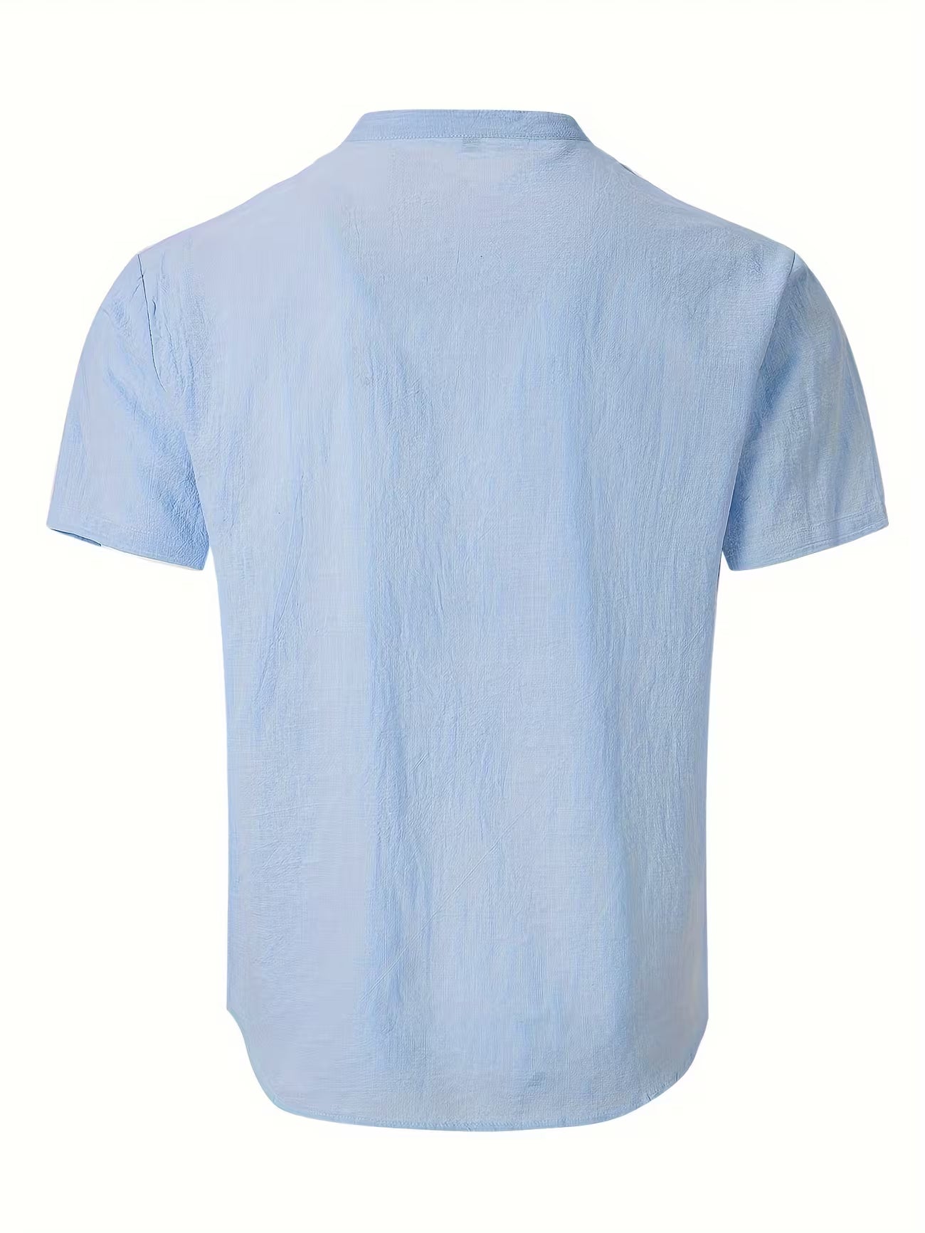 Mens Linen Stand Collar Short Sleeve Shirt