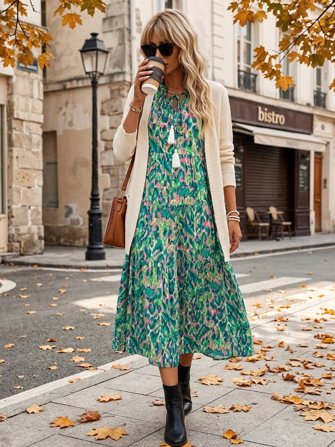 Women's Sleeveless Bohemian Fringe Tie Dress