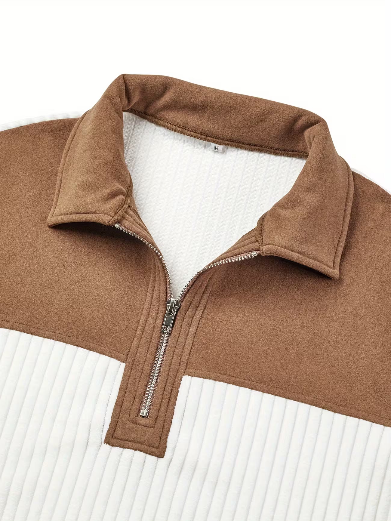 Men's Color Block Stand Collar Pullover Sweater Shirt