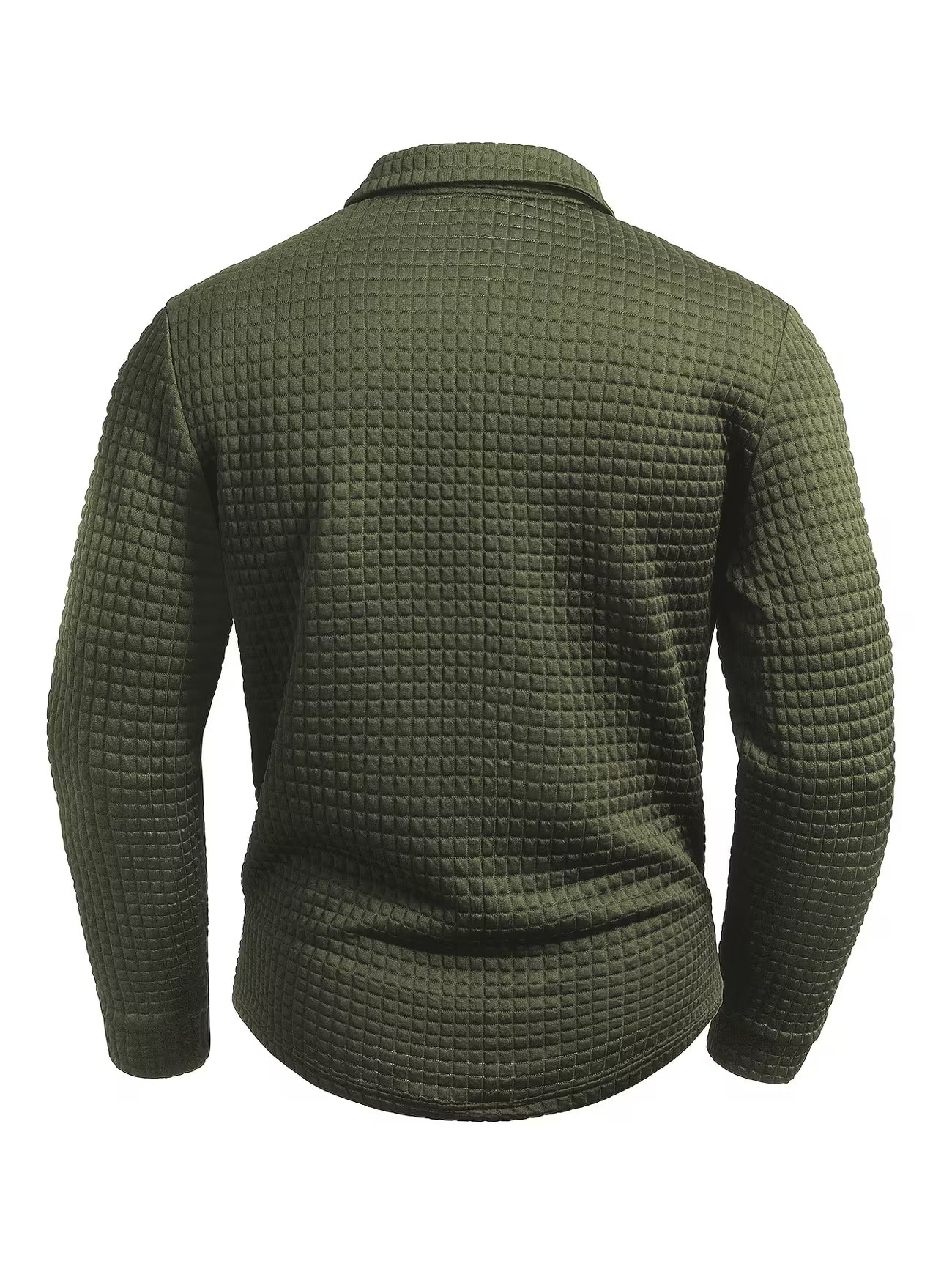 Men's Textured Grid Print Long Sleeve Lapel Shirt