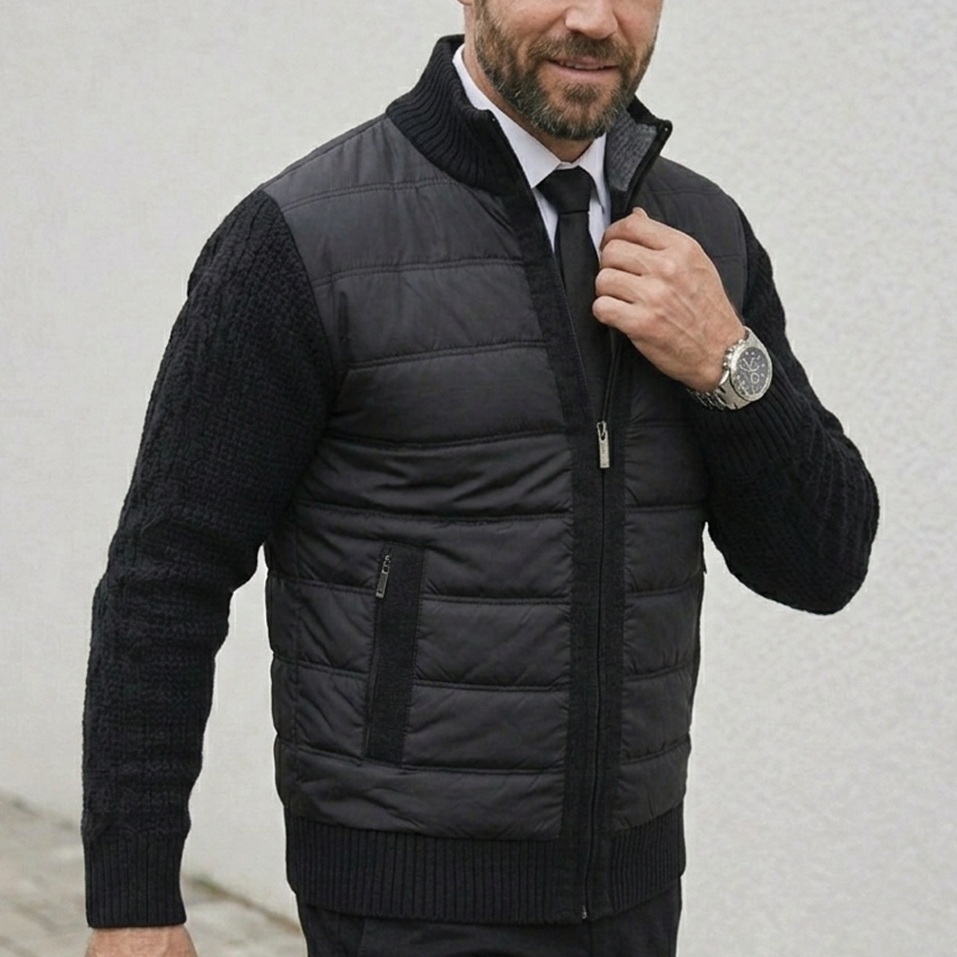 Men's Zip Cardigan – Ribbed Knit, Regular Fit