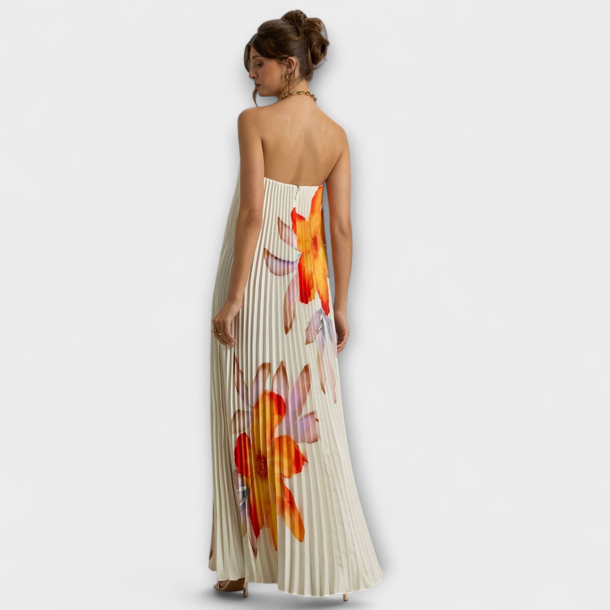 Sweetheart Maxi Dress In Orange Floral