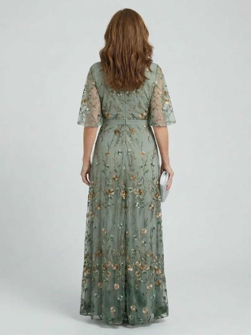 Women Sage Green Floral Halter Maxi Dress