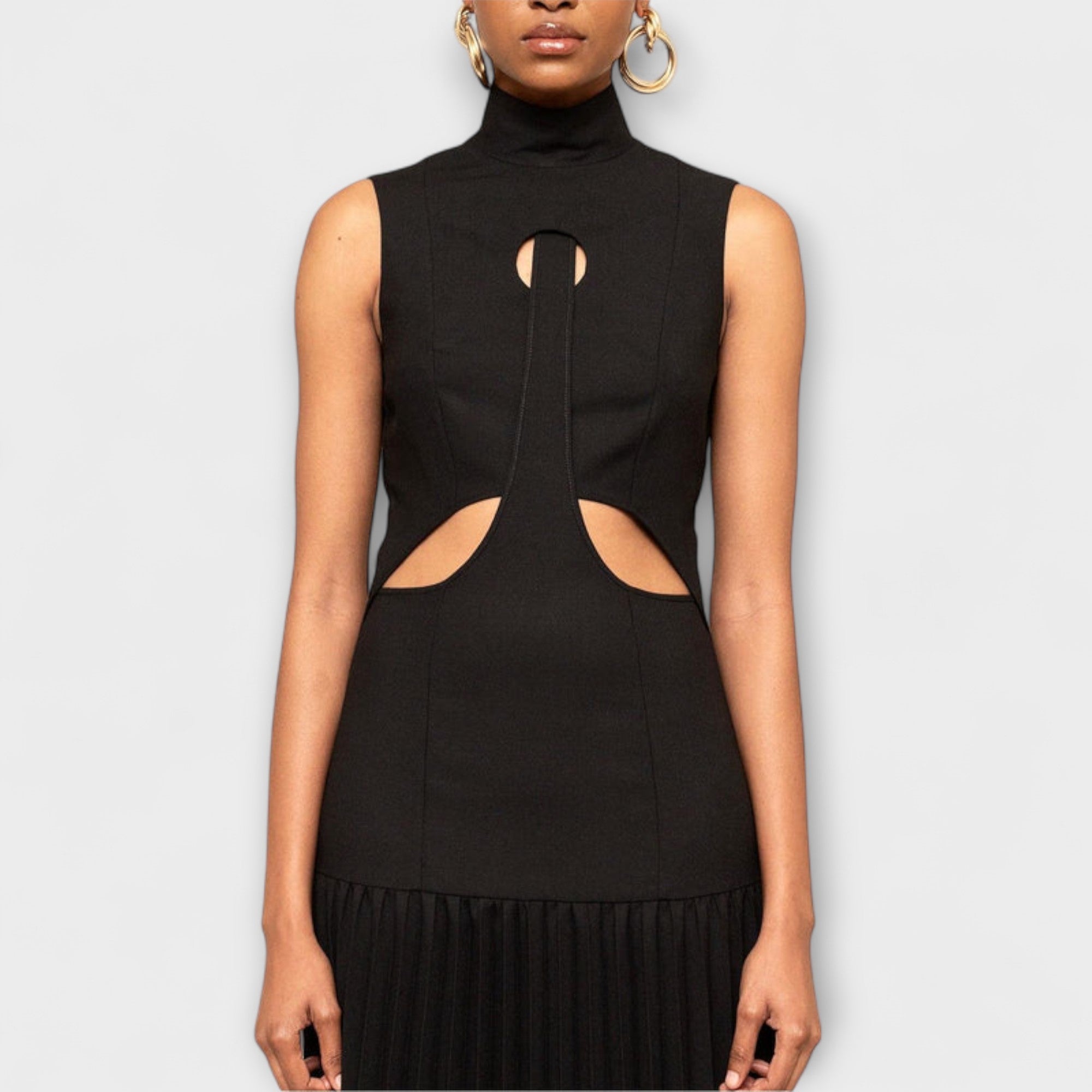 Maxi Dress With Pleats And Cutouts