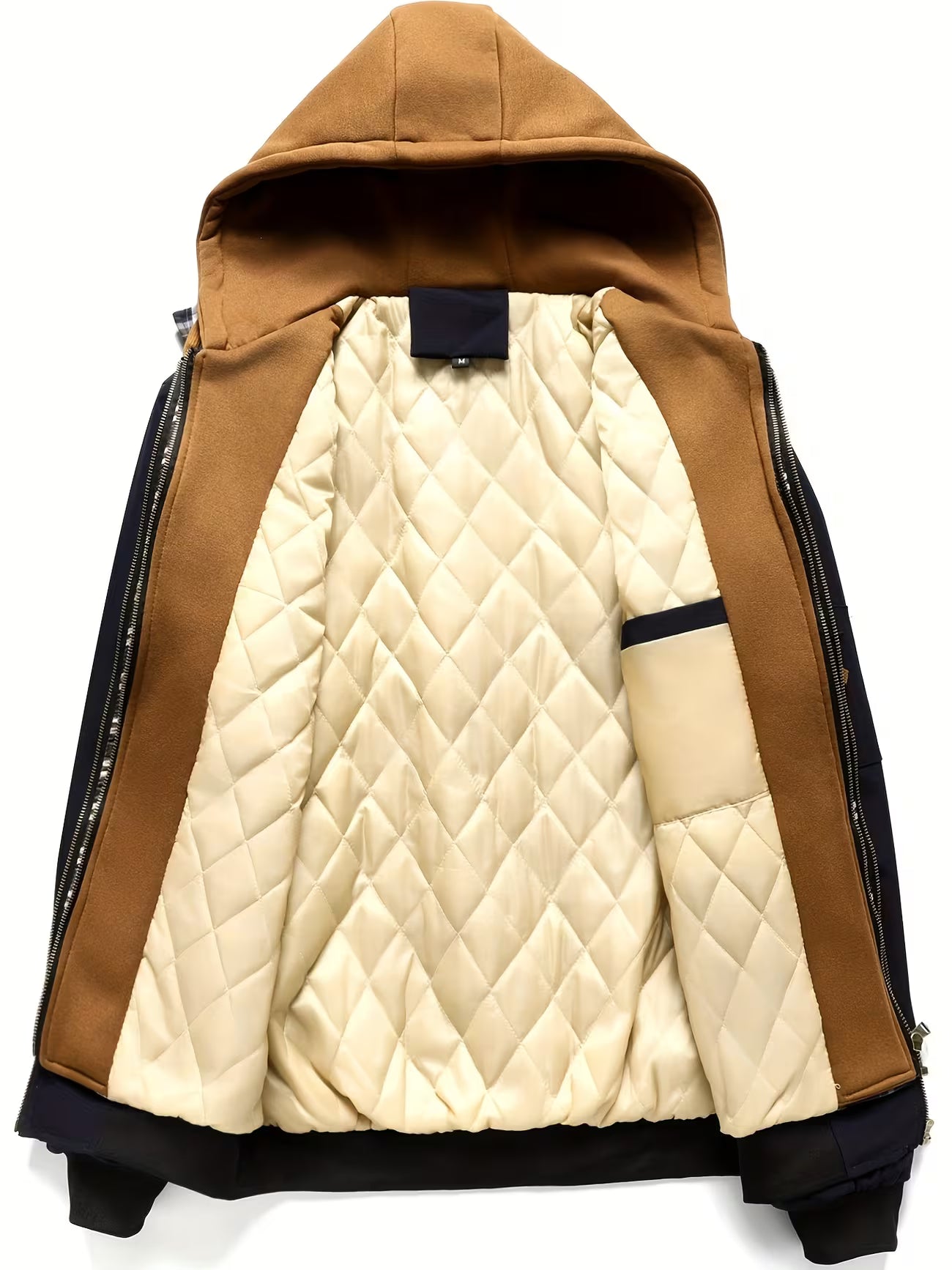 Men's Plaid Hooded Zip-up Jacket Outerwear