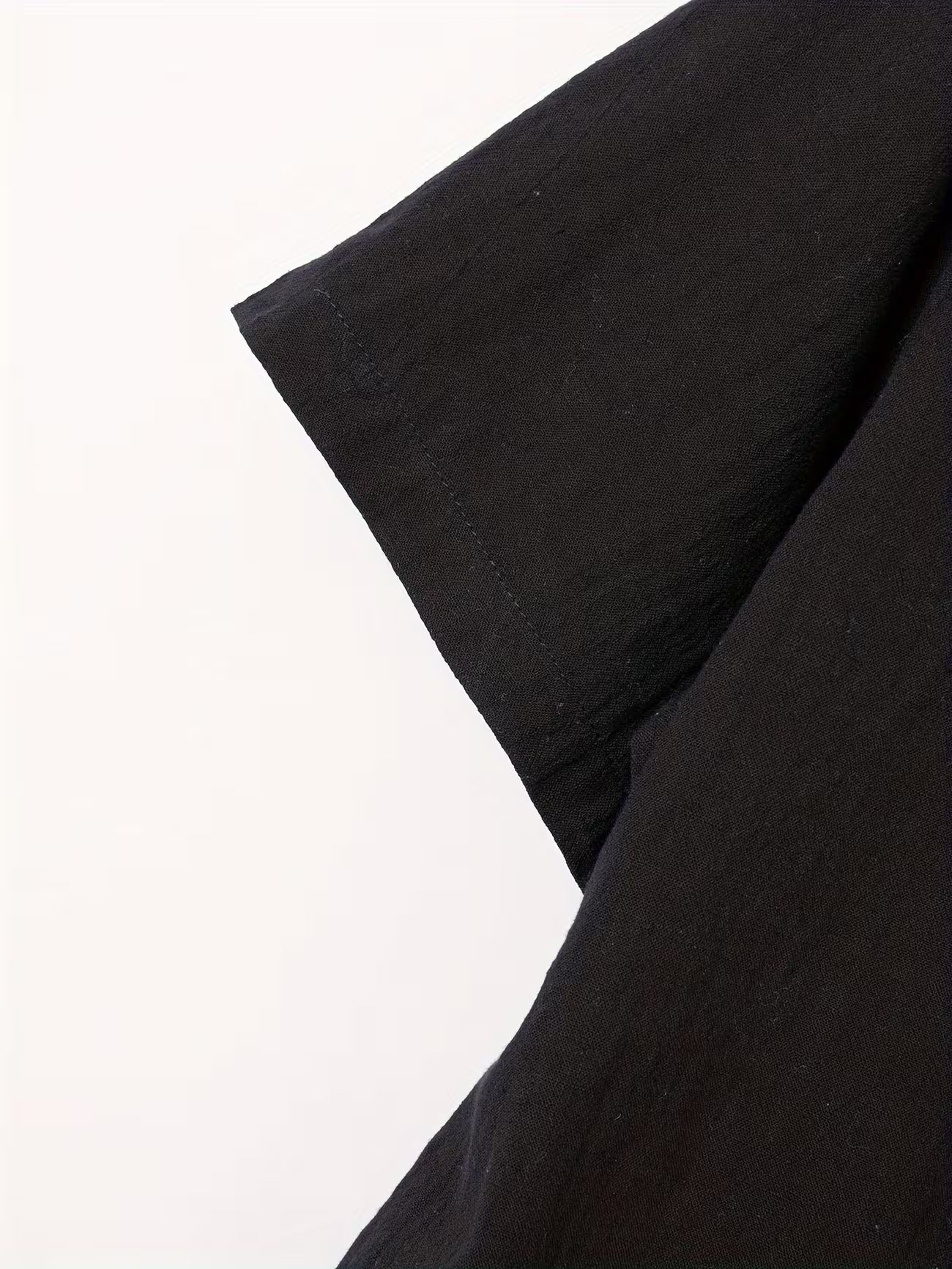 Mens Linen Stand Collar Short Sleeve Shirt