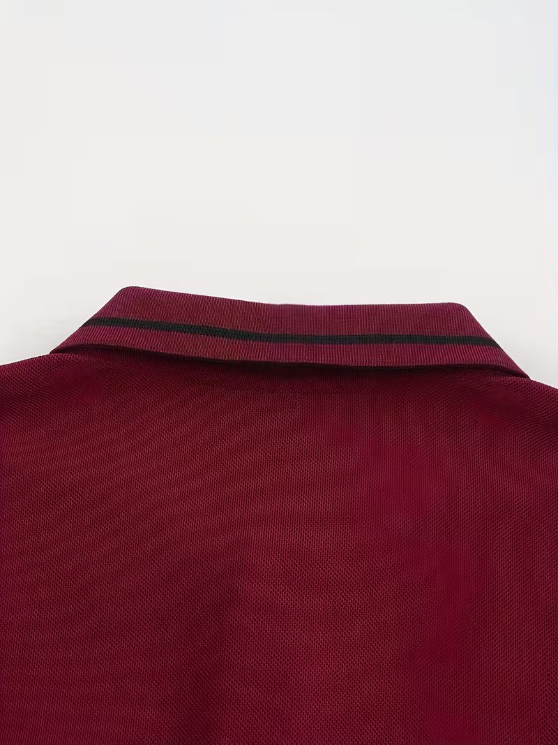 Men's Long Sleeve Rib-detail Stretch Golf Shirt