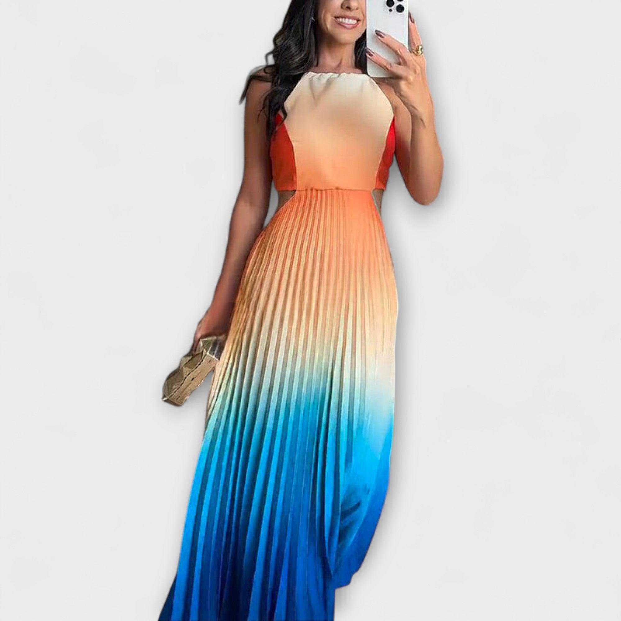 Stylish Backless Tie-Dye Maxi Dress