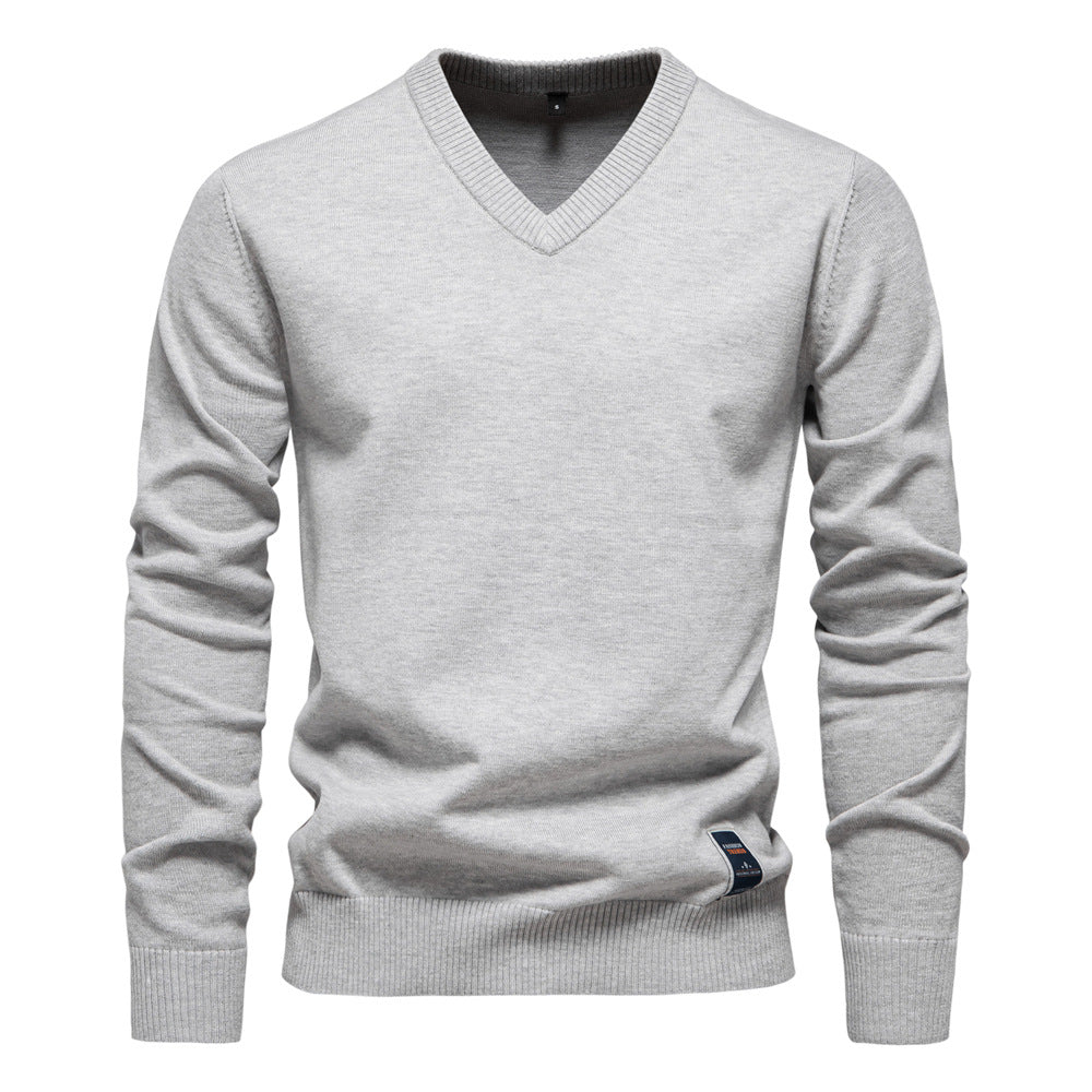 Men's Wool Blend V-Neck Jumper – Classic Knit