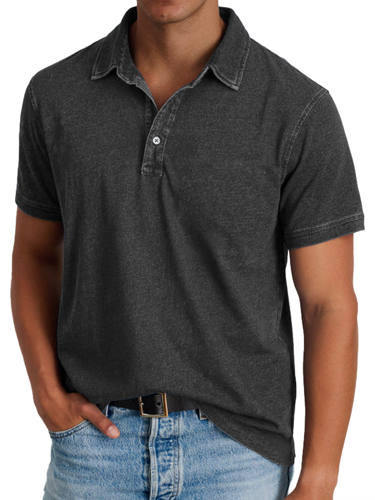 Men's Blue Denim Polo Shirt