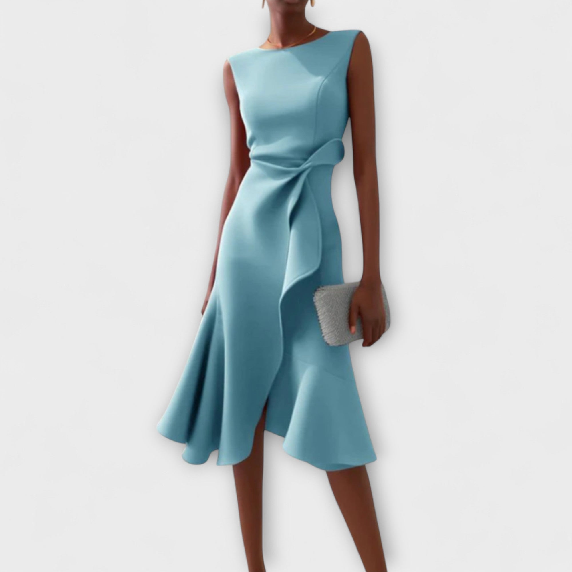 Women Green Asymmetric Sleeveless Midi Dress
