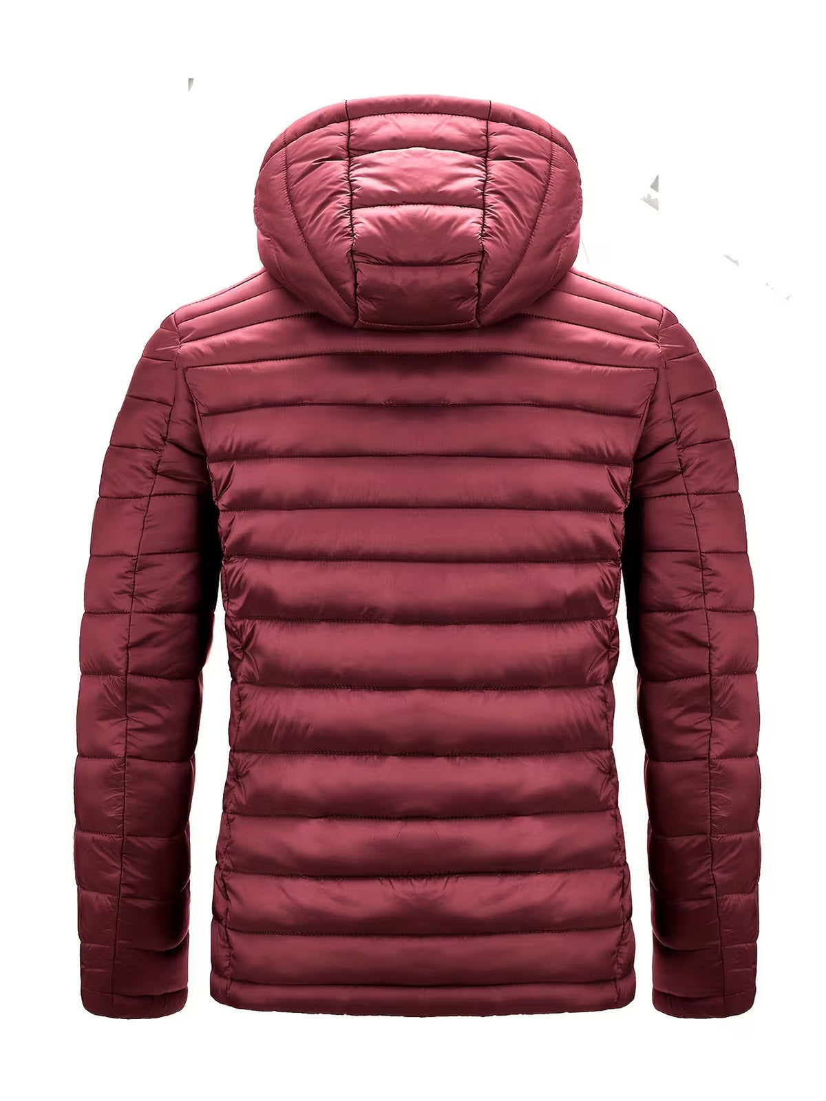 Men's Hooded Quilted Coat – Padded Winter Jacket, Zip Front