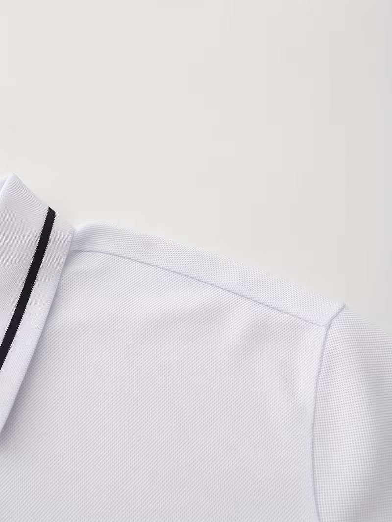 Men's Long Sleeve Rib-detail Stretch Golf Shirt