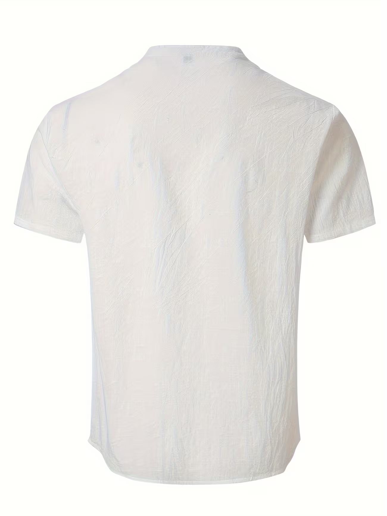 Mens Linen Stand Collar Short Sleeve Shirt