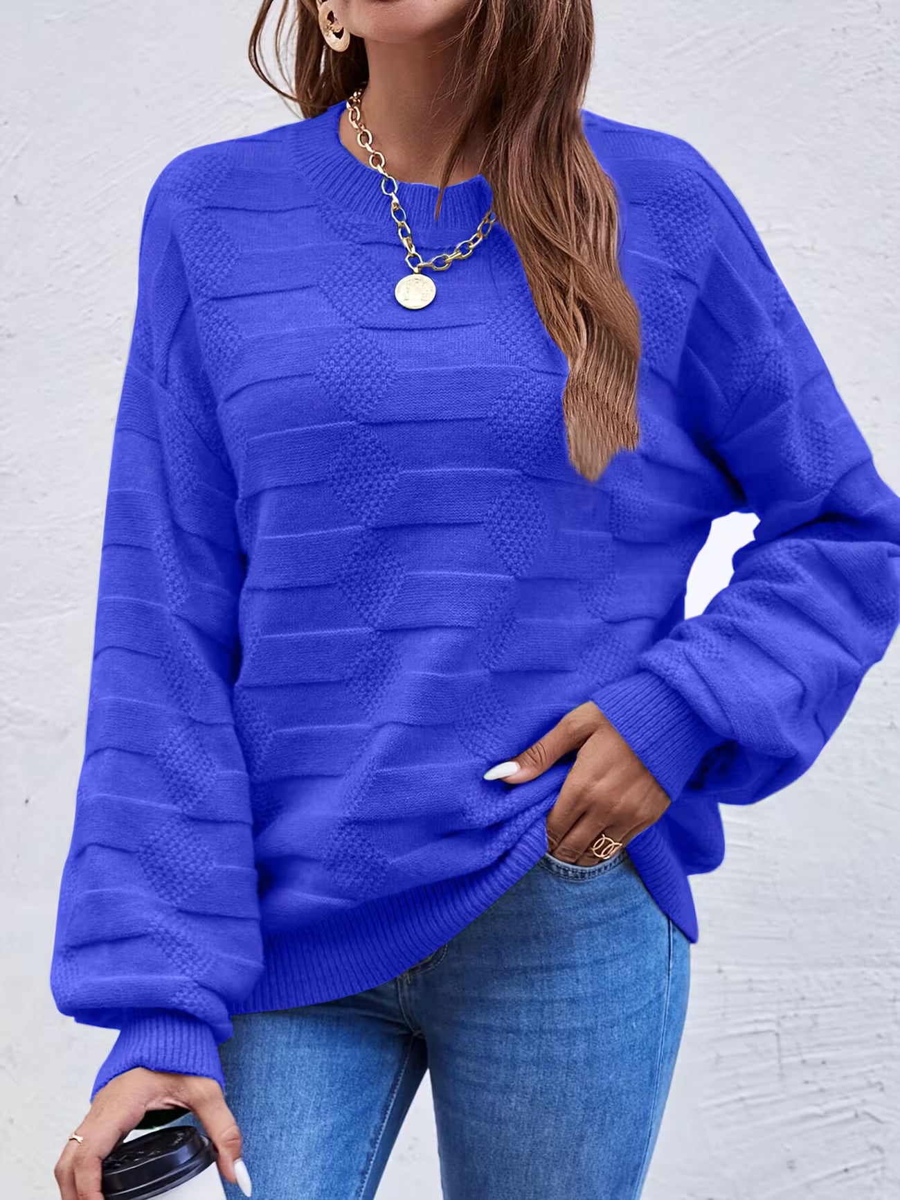 Women's Casual Crew Neck Long Sleeve Sweater Shirt