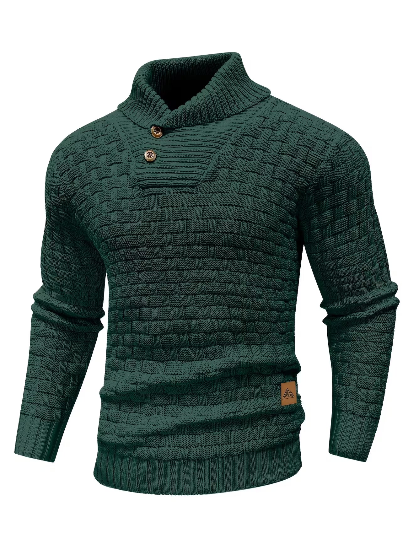 Men's Waffle Knit Button Front Casual Sweater Shirt