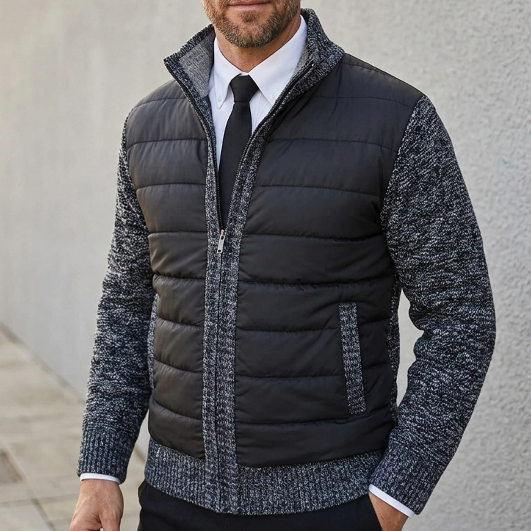 Men's Zip Cardigan – Ribbed Knit, Regular Fit
