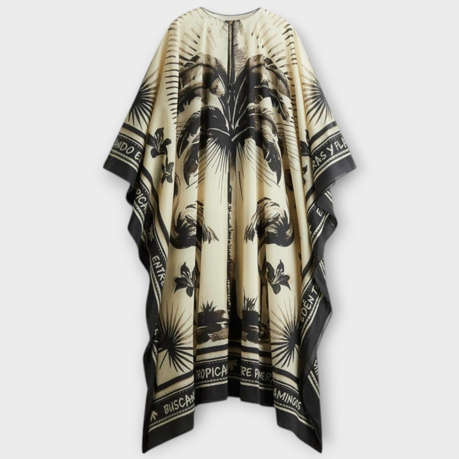 Extra-Large Flamingo Print Kaftan Maxi Dress