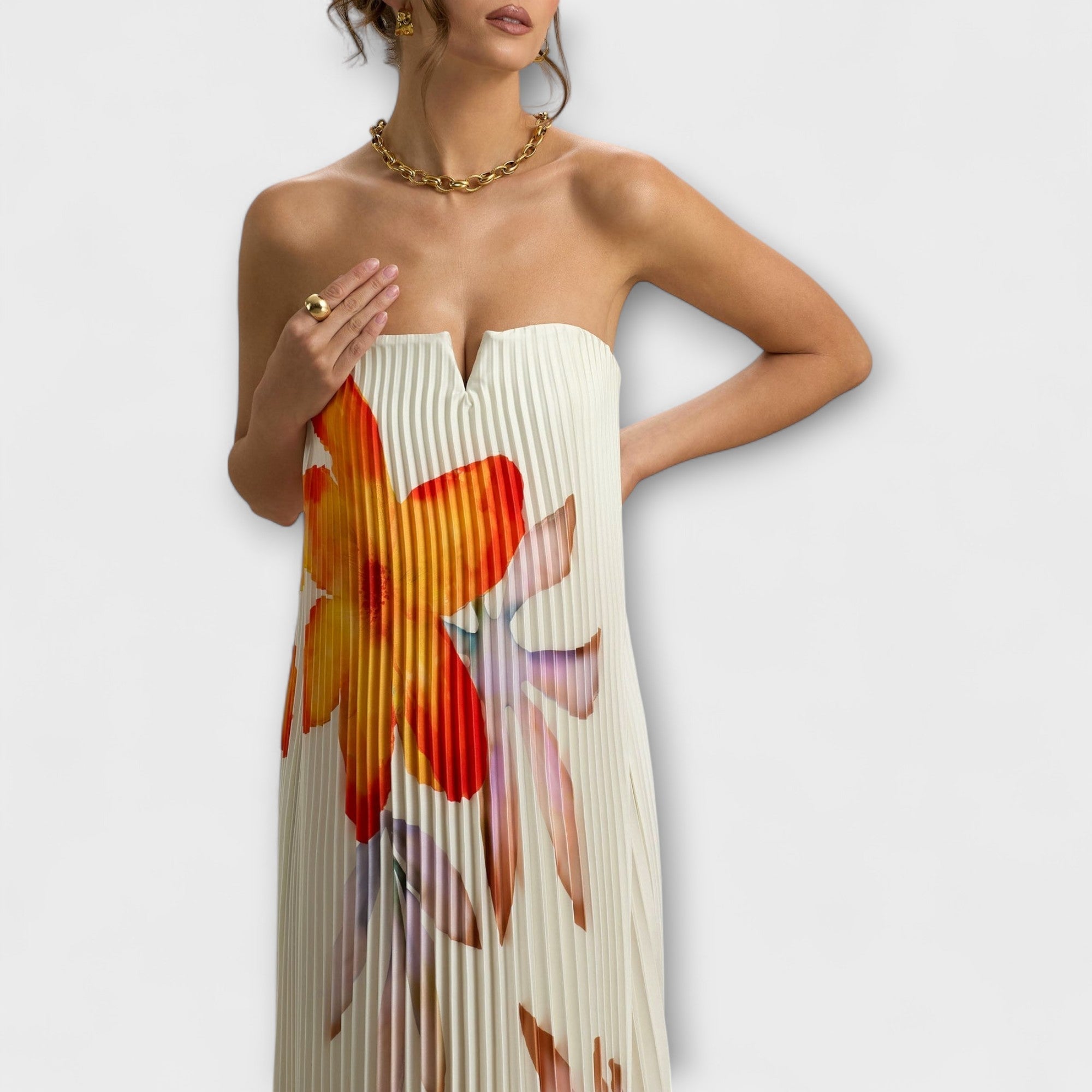 Sweetheart Maxi Dress In Orange Floral