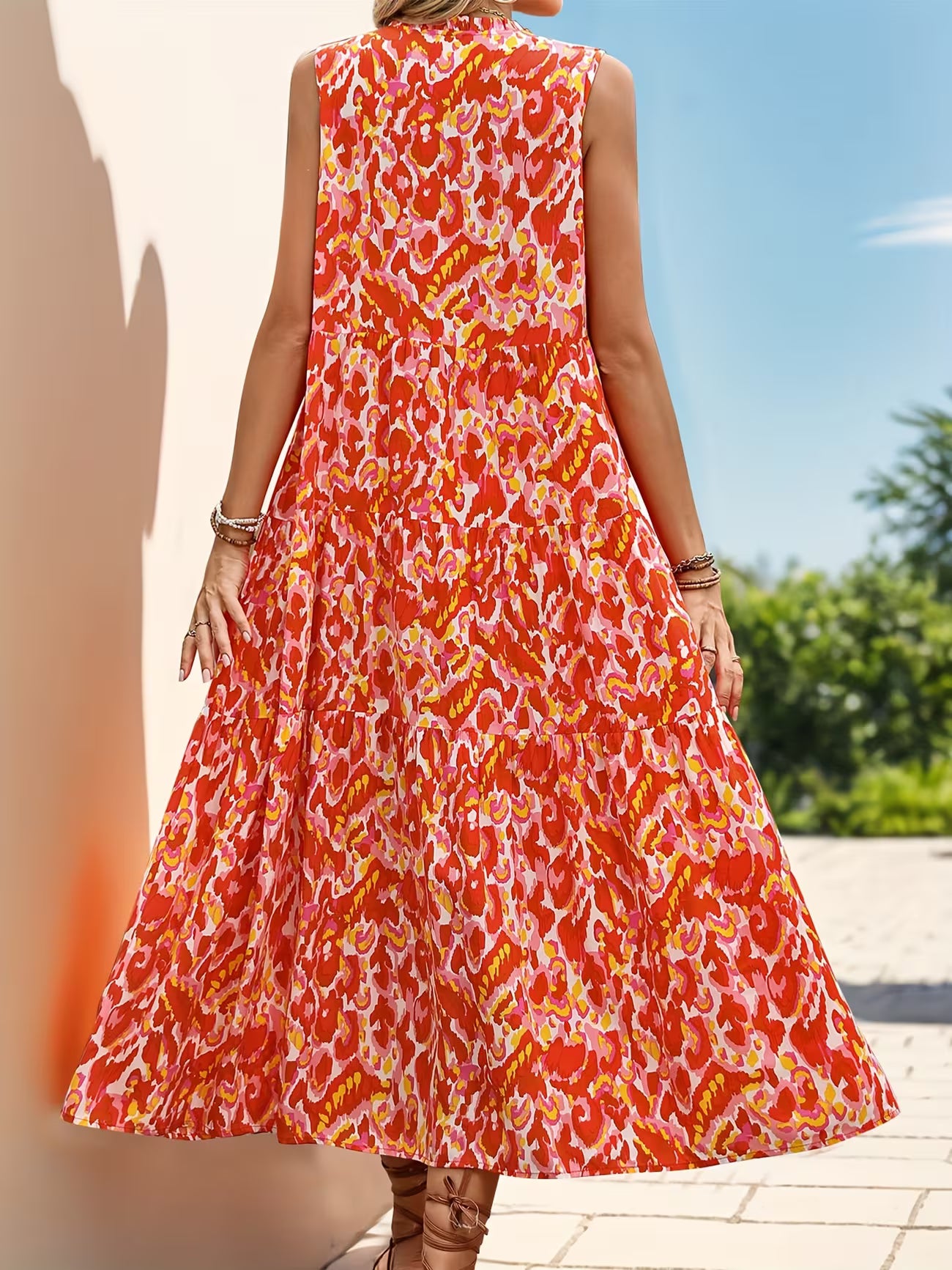 Women's Sleeveless Bohemian Fringe Tie Dress