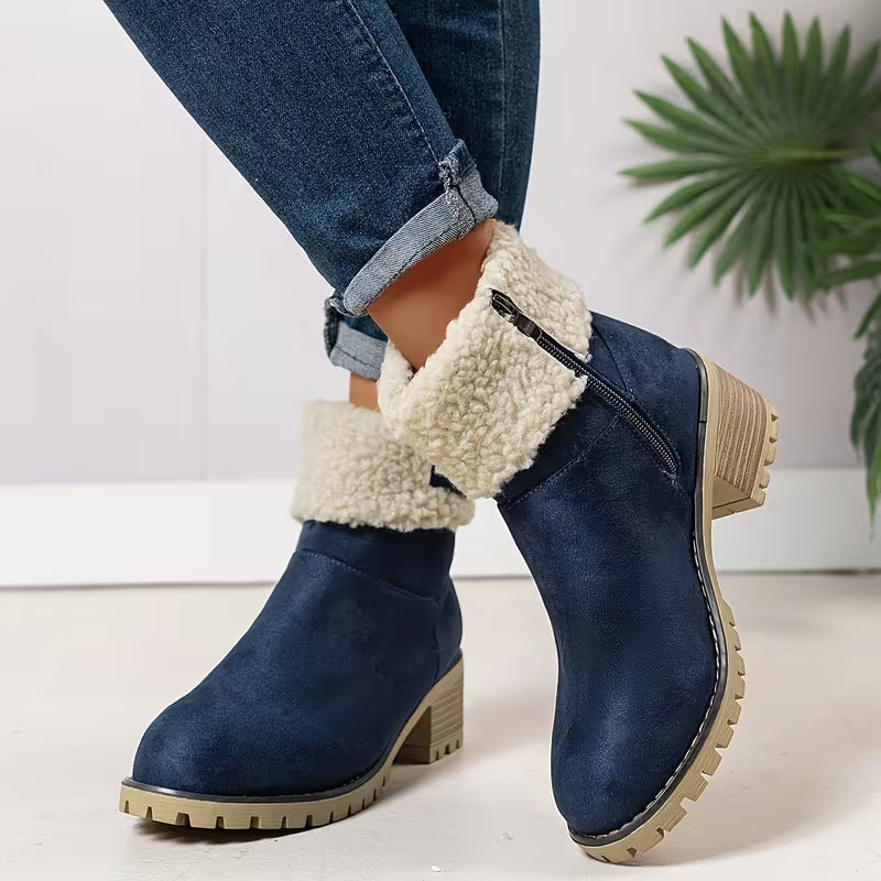 Women’s Black Round-toe Zip Ankle Boots Footwear