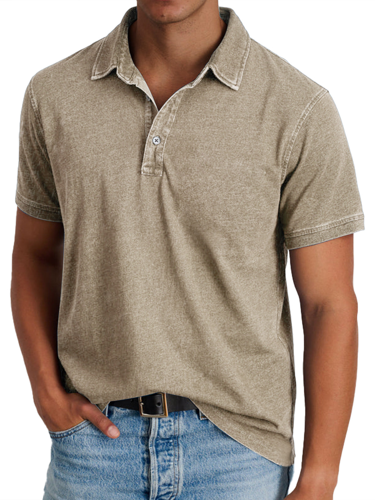 Men's Blue Denim Polo Shirt