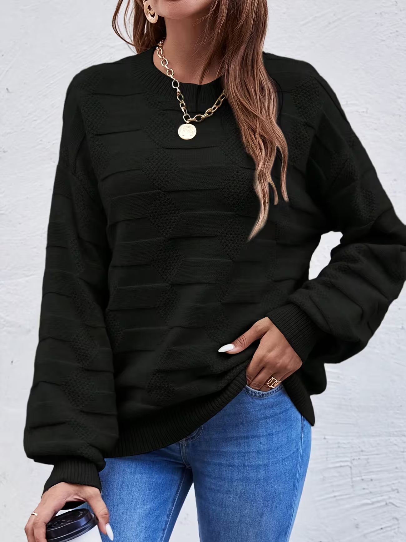 Women's Casual Crew Neck Long Sleeve Sweater Shirt