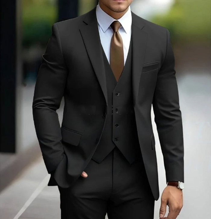 Men's Three Piece Suit – Single Button Blazer, Slim Fit