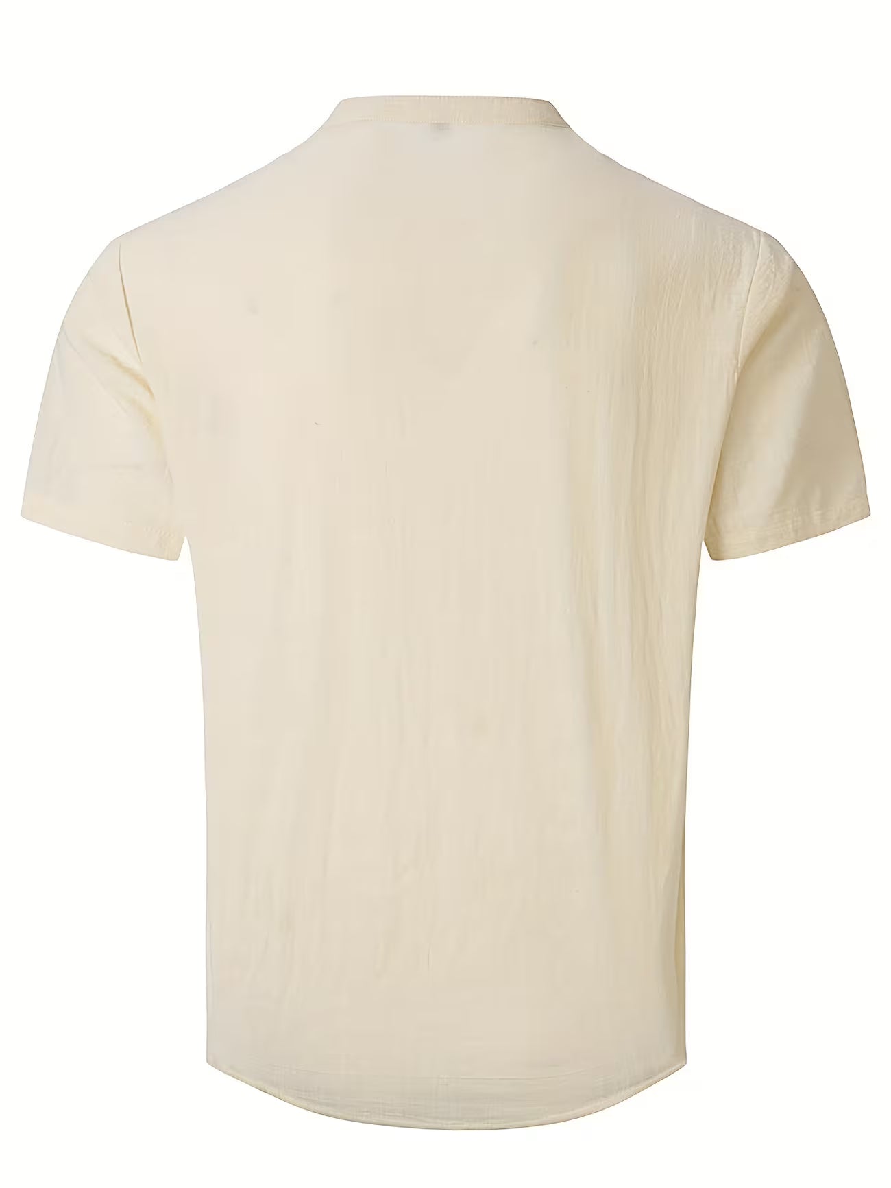 Mens Linen Stand Collar Short Sleeve Shirt