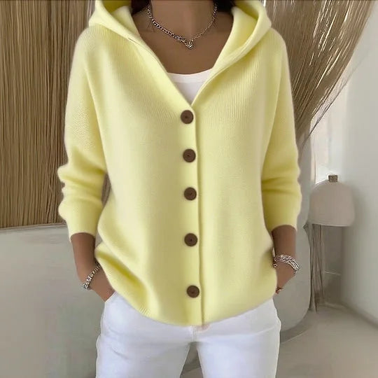 Women Hooded Knit Button-Front Cardigan