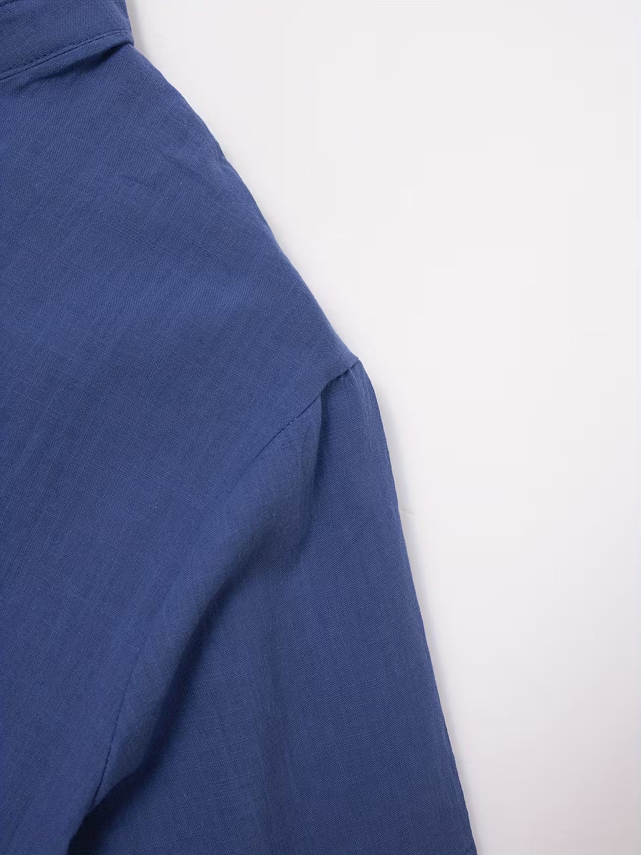 Mens Linen Stand Collar Short Sleeve Shirt