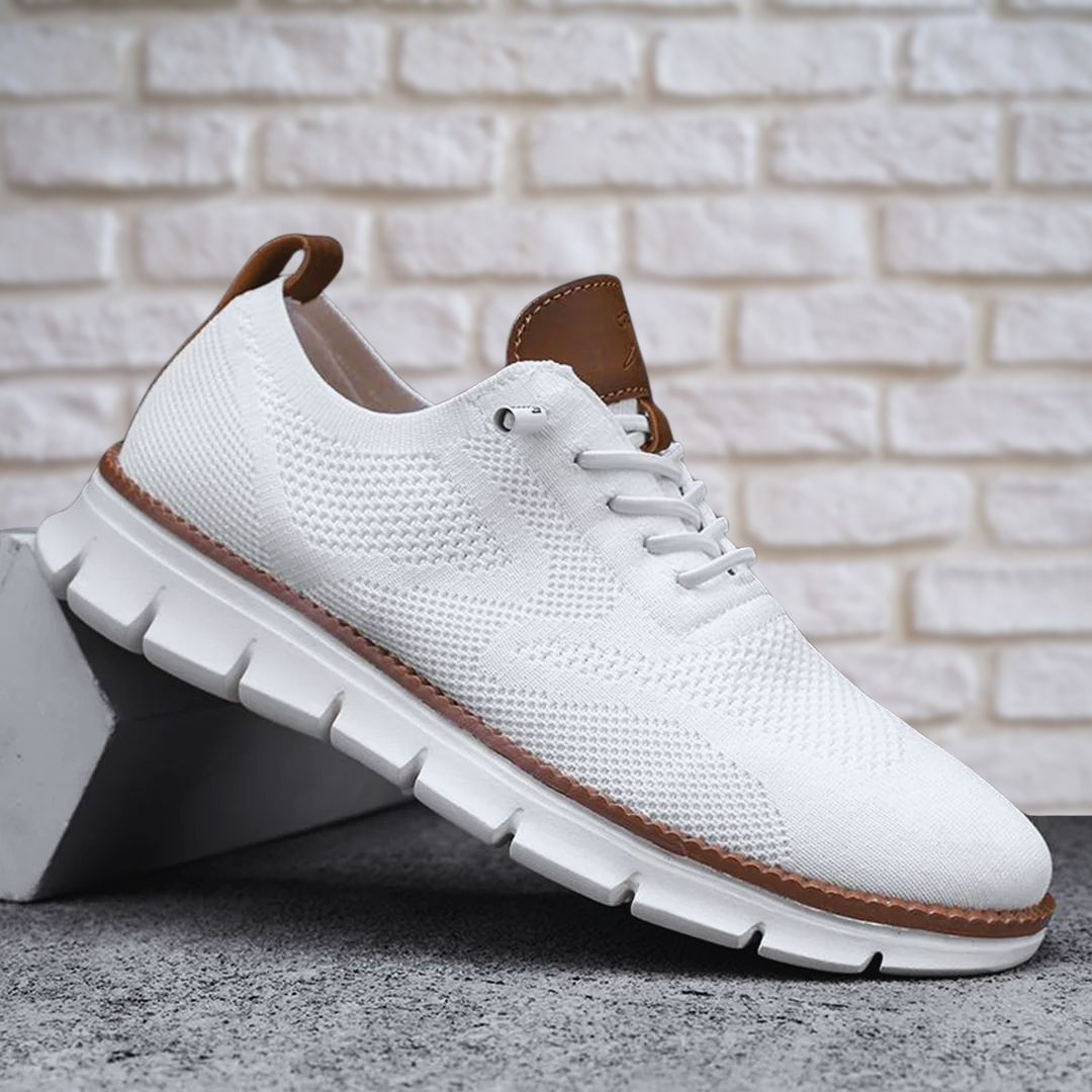 Men's White Lace-Up Sneakers