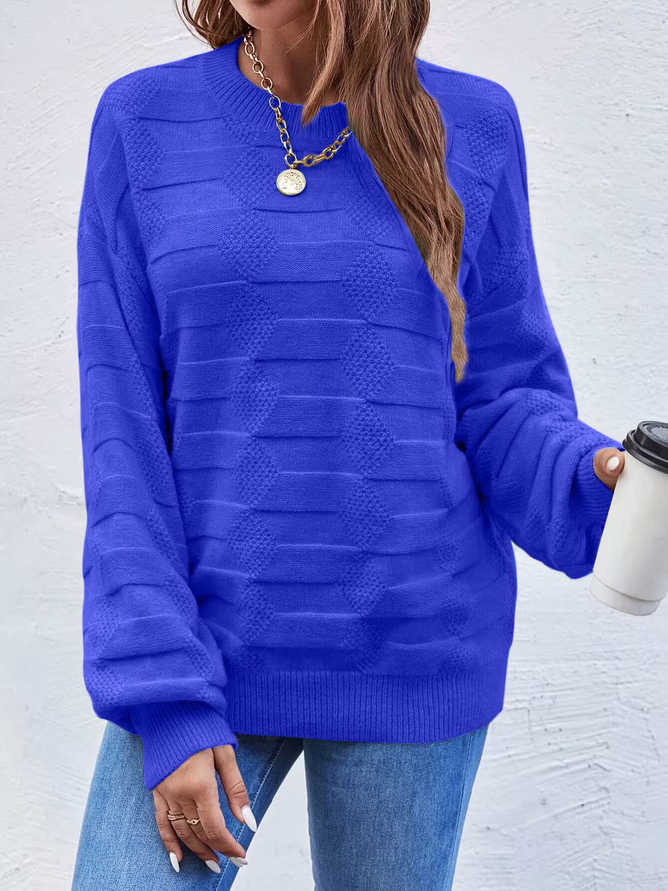 Women's Casual Crew Neck Long Sleeve Sweater Shirt