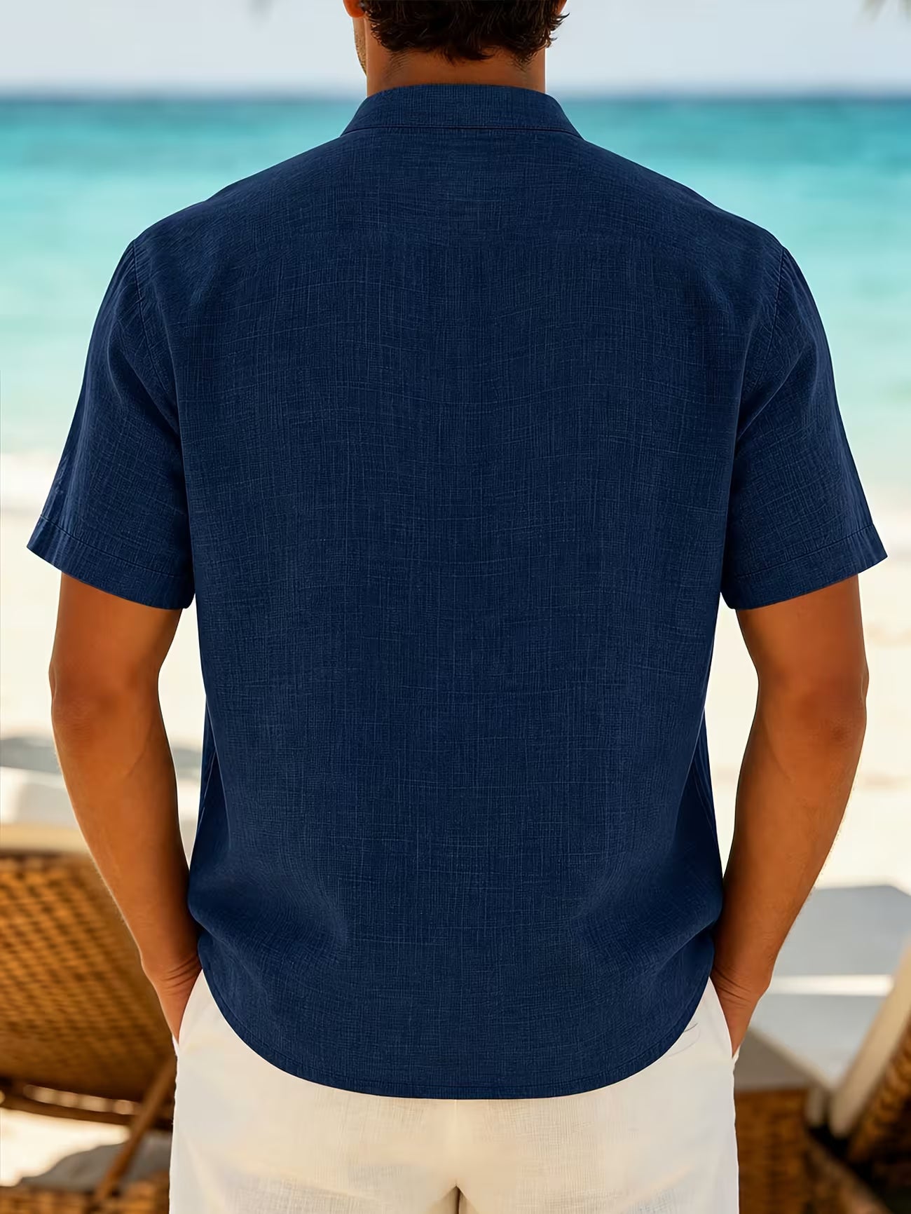 Men's Cotton Stand Collar Button Shirt