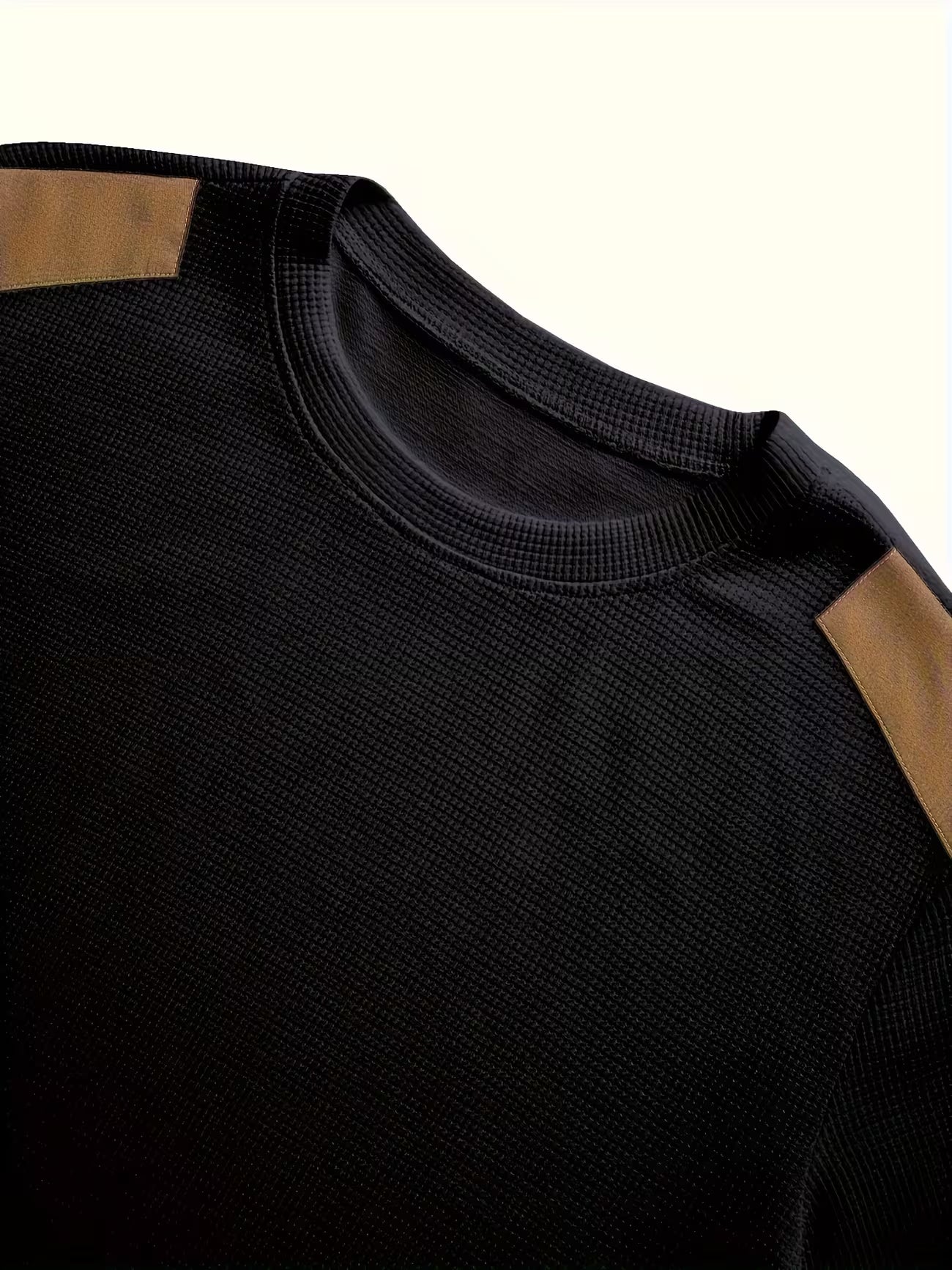 Men's Color Block Waffle Knit Crewneck Sweatshirt